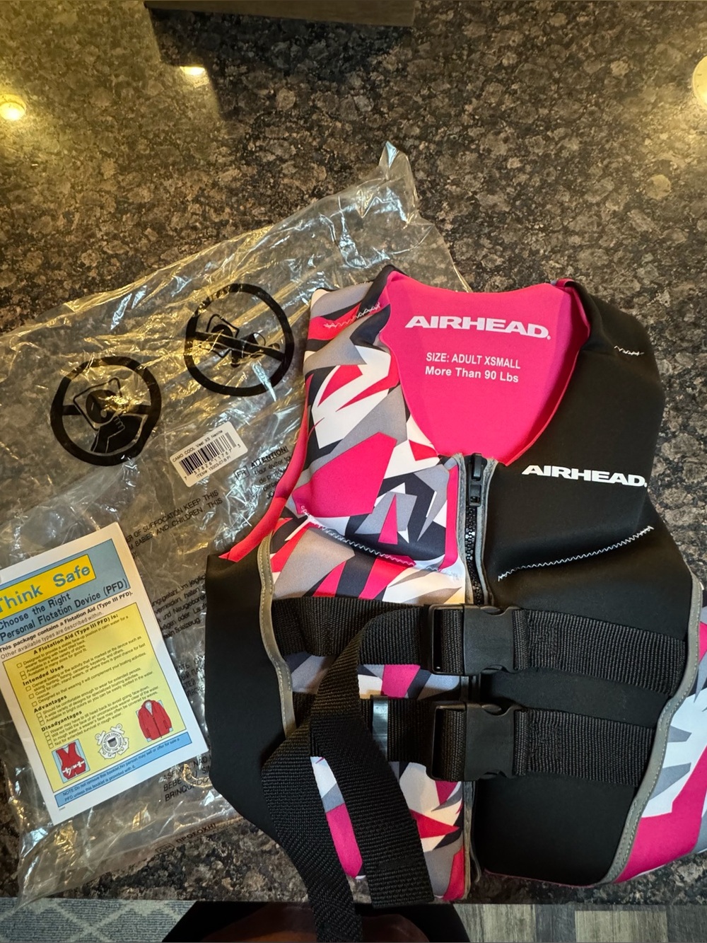 Airhead Adult X-Small Pink & Black Life Jacket Vest